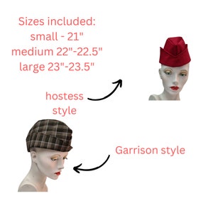 Garrison Cap. Hostess Hat. Soda Jerk cap. PDF hat pattern. 3 sizes, 2 brims. Download with Pictorial instructions, plus YouTube tutorial image 2