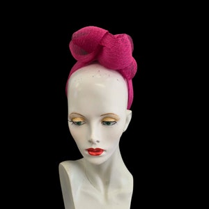 Hot pink, headband, turban style, fascinator,lightweight crin net, one size, made in the UK image 5