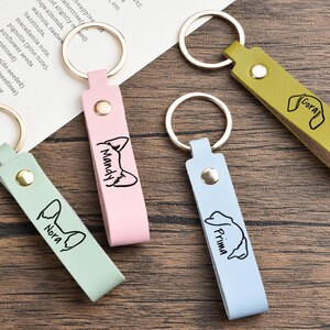 Personalized Dog Ear Leather Keychain,Pet Portrait Keychain,,Custom Leather Keychain,Pet Design,Dog Lover Gift, Dog Owner Gift,dog ear