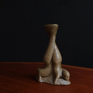 Vintage Mermaid Candle Holder, New Brunswick Sand Pottery Whimsical Sculpture