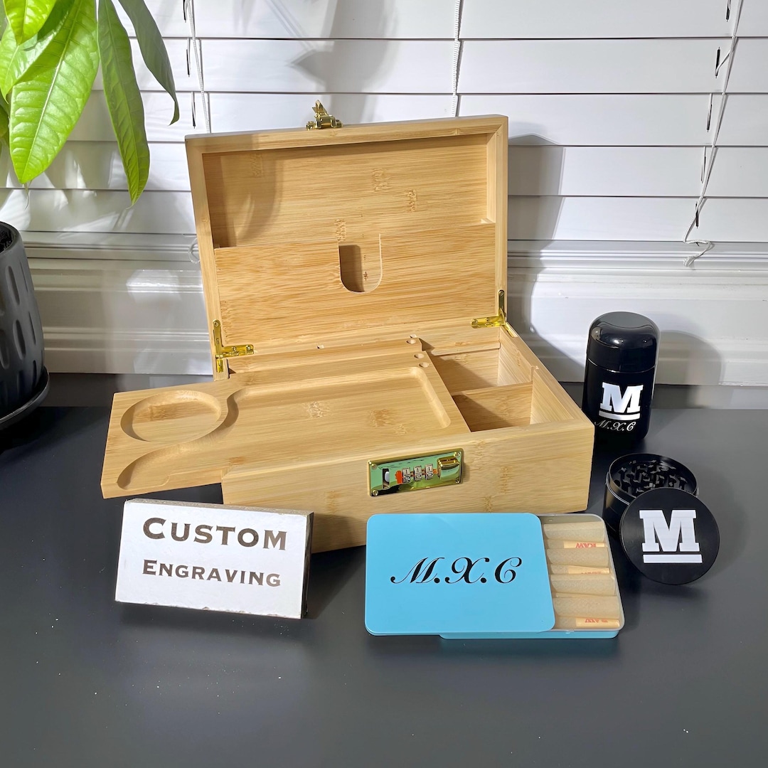 Custom Personalized Bamboo Stash Smoking Storage Box With Combination ...