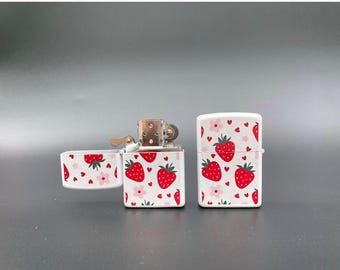 Strawberry Flip Top Lighter, Refillable Cute Lighter