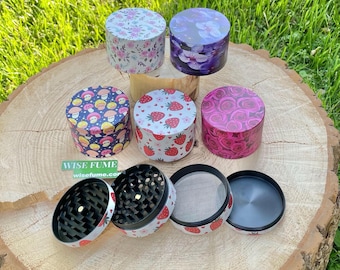 2.5 Inch Floral Herb Grinder, Pretty Alloy 4 Piece Design