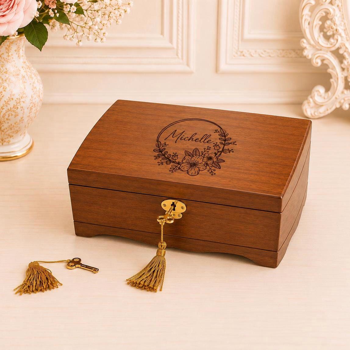Personalized wooden jewelry box, custom engraved wooden jewelry box,…