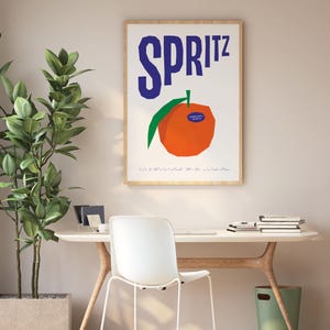 Sinaasappels Art Print, kookkunst keuken, moderne kunstposter, trendy fruitposter, cocktailkunst barwagen, spritz-cocktail, digitale download