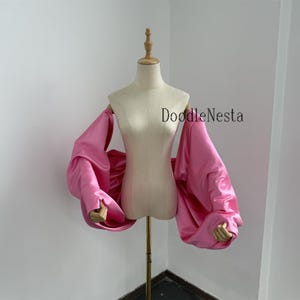 Dramatic Bow Cape | Blush Pink Satin Wedding Shrug | Oversized Bow Bridal Cover-Up | Romantic Bride Photoshoot Prop | Customizable