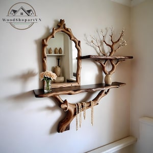 Floating Tree Branch Bookshelf – Nature-Inspired Wooden Decor