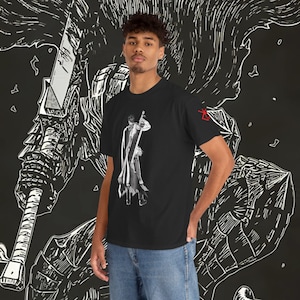 Anime Berserk Heavy Cotton Tee, Graphic Novel Otaku Gift, Japanese Manga Fan Shirt, Unisex Anime Tee, Vintage Berserk Shirt