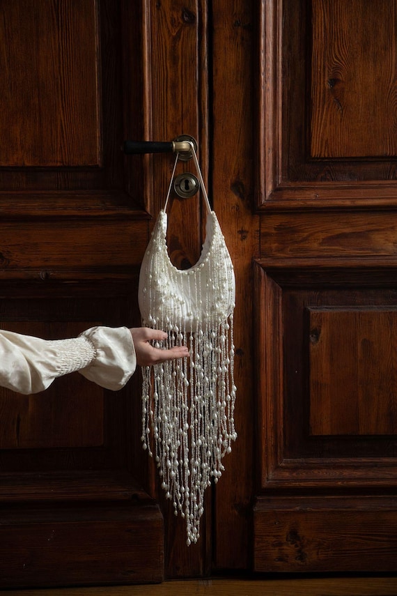 Pearl Beaded Fringe Shoulder Bag