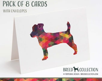 Jack Russell Terrier - Pack de 8 cartes de correspondance avec enveloppes - Geo Multi