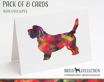 Petit Basset Griffon Vendeen - Pack of 8 Note Cards with envelopes - Geo Multi