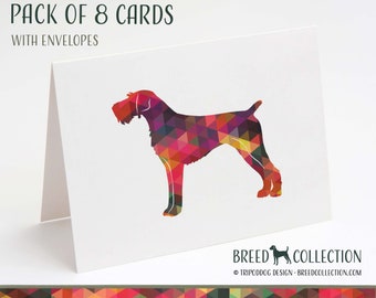 German Wirehaired Pointer - Pack of 8 Note Cards with envelopes - Geo Multi