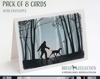 German Wirehaired Pointer and Bigfoot - Pack of 8 Note Cards with envelopes