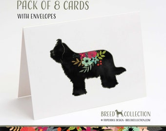 Briard - Pack of 8 Note Cards with envelopes - Boho Floral