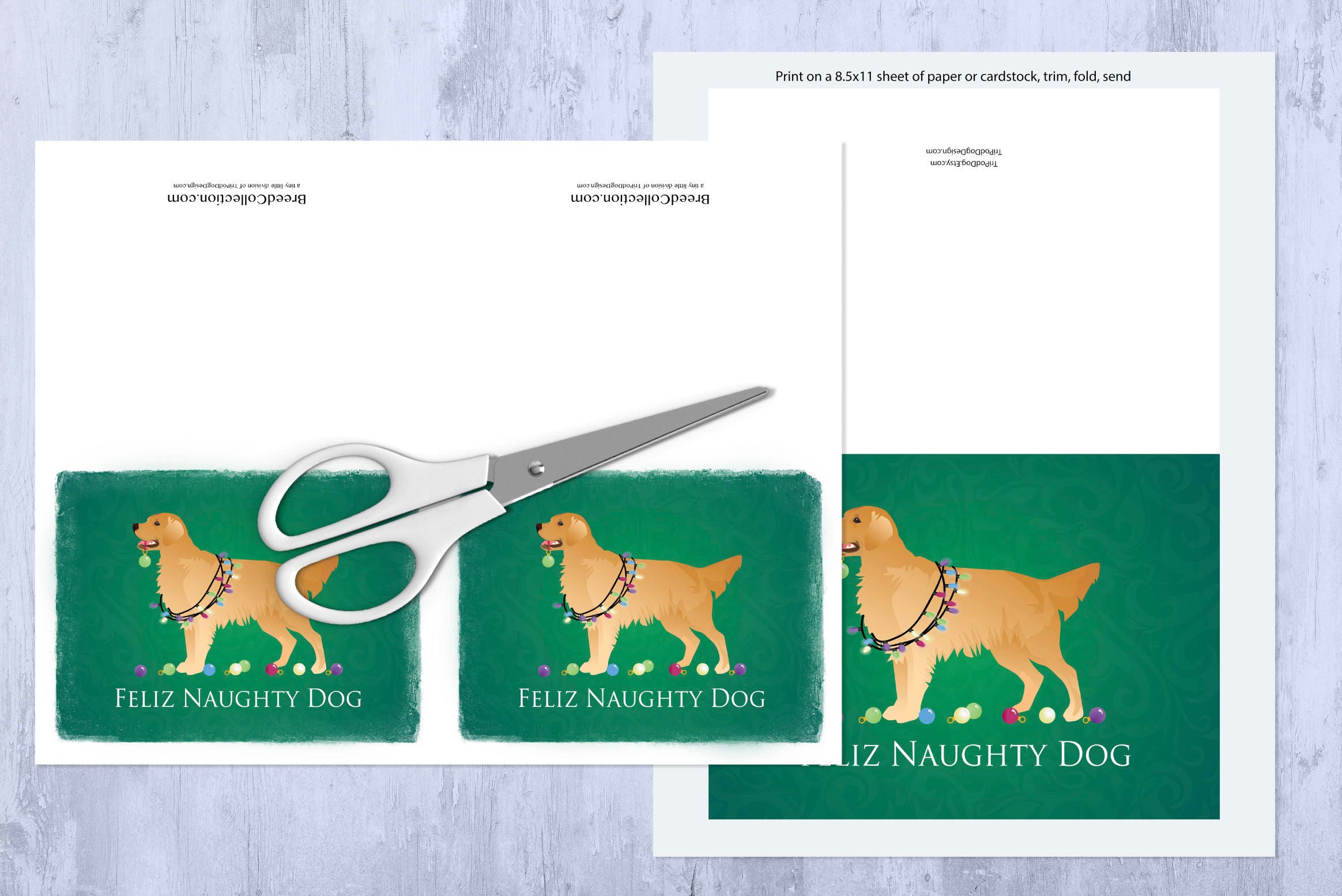 Golden Retriever Christmas Card Digital Download Printable | Etsy