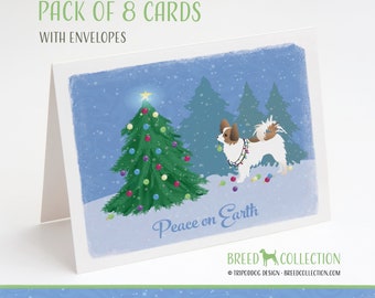 Long-Haired Chihuahua - Pack of 8 Note Cards with envelopes - Christmas Forest