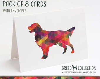 Golden Retriever - Paquet de 8 cartes de correspondance avec enveloppes - Geo Multi