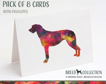 Scottish Deerhound - Pack of 8 Note Cards with envelopes - Geo Multi