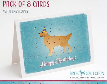Golden Retriever - Pack of 8 Note Cards with envelopes - Birthday Card