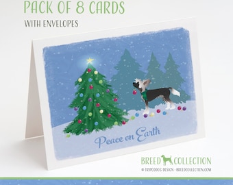 Chinese Crested Hairless - Pack of 8 Note Cards with envelopes - Christmas Forest