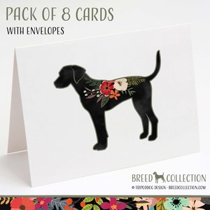 Plott Hound - Pack of 8 Note Cards with envelopes - Boho Floral