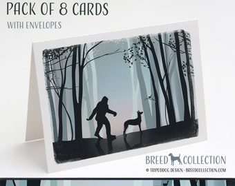 Pharaoh Hound and Bigfoot - Pack of 8 Note Cards with envelopes