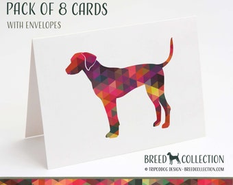 Plott Hound - Pack of 8 Note Cards with envelopes - Geo Multi