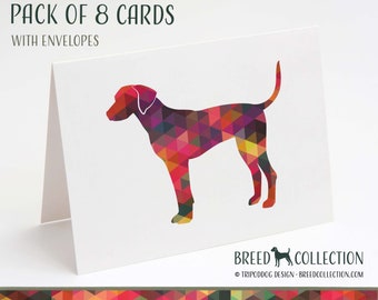 Plott Hound - Pack de 8 cartes de correspondance avec enveloppes - Geo Multi