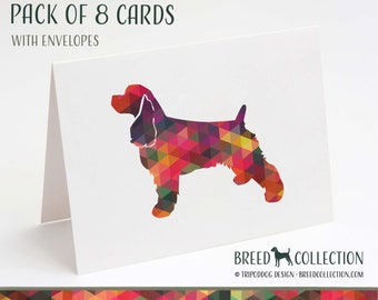 Cocker Spaniel - Pack of 8 Note Cards with envelopes - Geo Multi