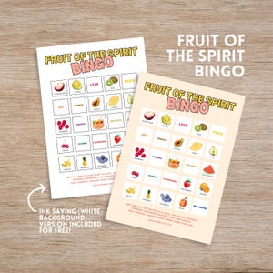 Frucht des Geistes Bingo, Bibel Bingo, 25 druckbare Karten, Sonntagsschulspiel, Bibelaktivität für Kinder, Galater 5 Bibelspiel, Memory Card