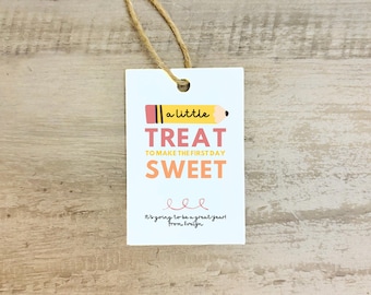 First Day of School Gift Tag, Back to School Editable Printable Gift Tags, Personalized Treat Favor Tags Template for Kids Friends Teachers