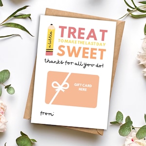 Porta carte regalo per insegnanti di fine anno, regalo di ringraziamento per insegnanti stampabile, regalo digitale non modificabile per l'ultimo giorno di scuola, regalo estivo per insegnanti