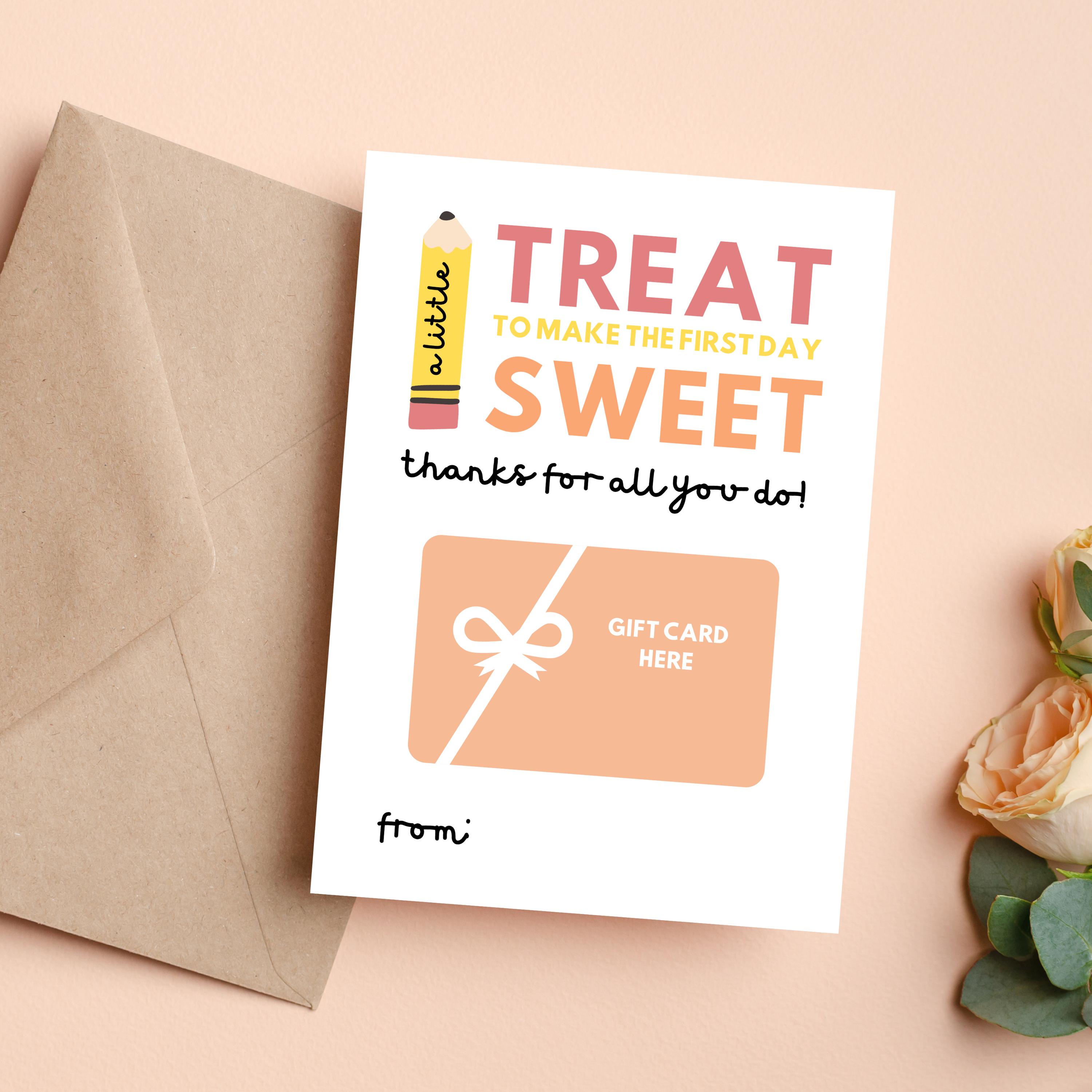 Back to School Teacher Gift Card Holder, Printable Teacher Appreciation ...