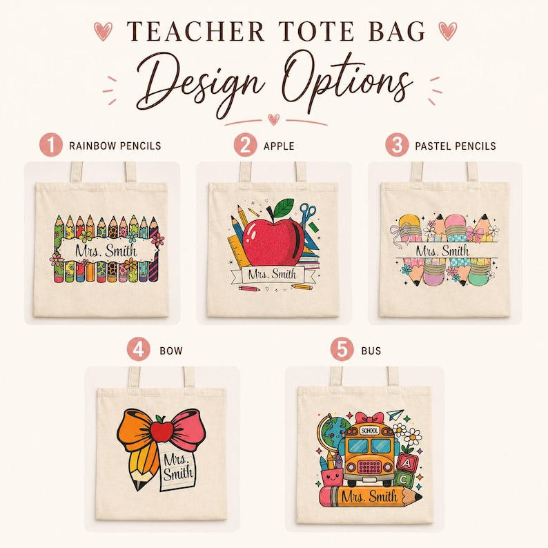Personalized Teacher Tote Bag, Custom Name Canvas Tote, Teacher Gift ...