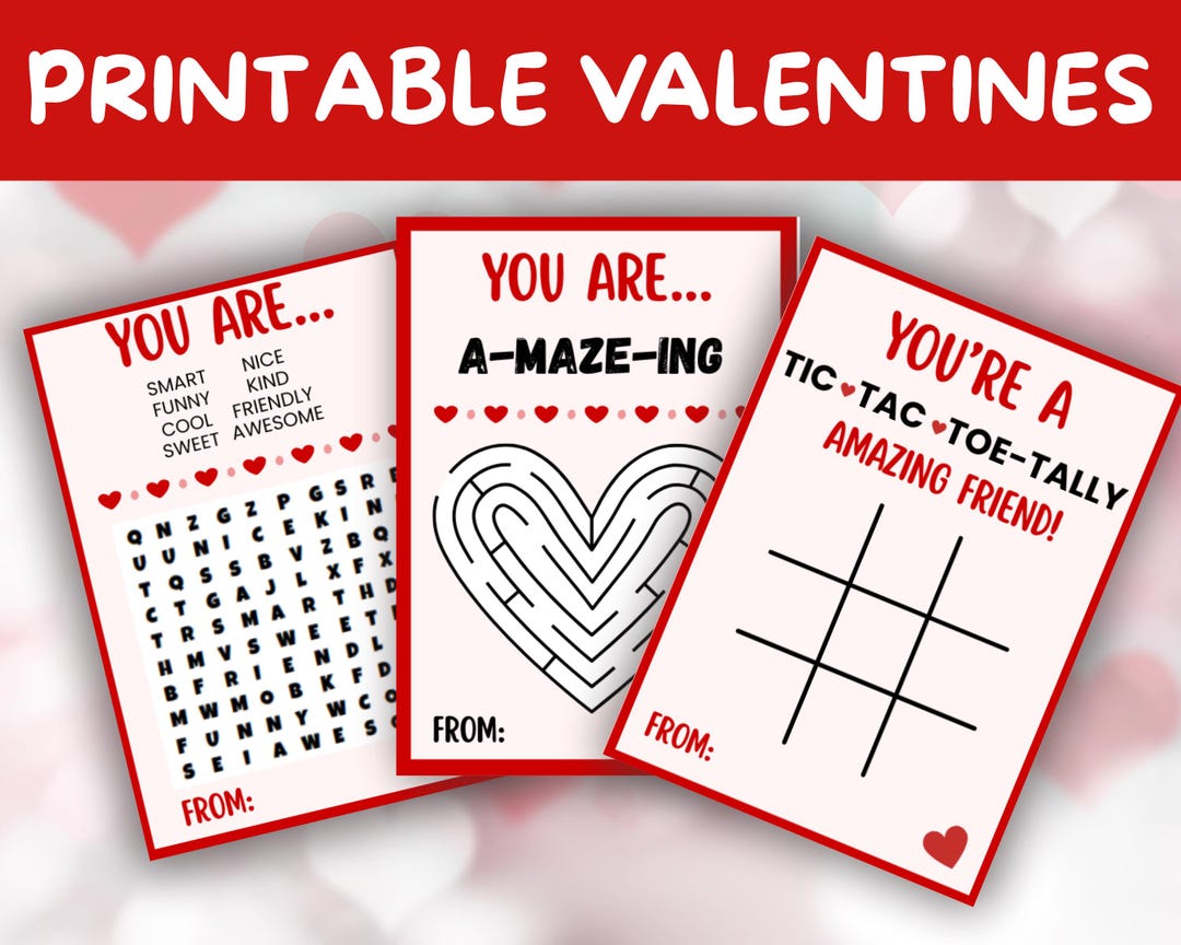 Printable Classroom Valentines for Kids, Mini Valentine Cards With ...