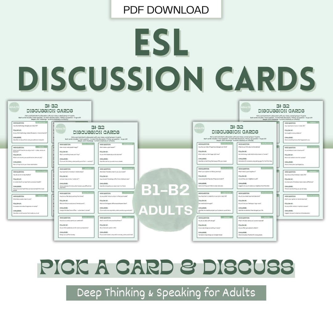 ESL Discussion Cards for Adults – Level B1-B2 - Etsy