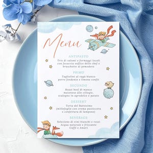 Little Prince Ceremony Menu - Digital - A5 Format for Baptism - Communion - Confirmation - Birthday