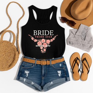 Floral Bride Tribe Tank, Bachelorette Party Top, Wedding Celebration Shirt, Western Chic Outfit, Bridal Shower Gift