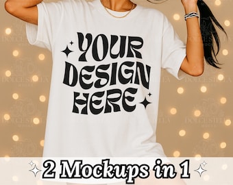 Mockup de camisa branca Comfort Colors, Mockups modernos, Frente da camisa, Mockup de camisa branca, Modelo de mockup oversized, Mockup de camisa para estilo de vida, JPG