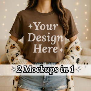 Comfort Colors 1717 Espresso Mockup, Halloween Espresso, Spooky Fall Aesthetic Tee, Minimalist Mockup, Brown Crewneck Tshirt, Digital Mockup
