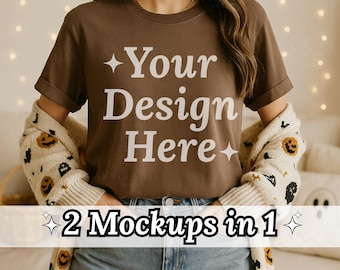 Maqueta Comfort Colors 1717 Espresso, Camiseta de Halloween espeluznante (Descarga digital)