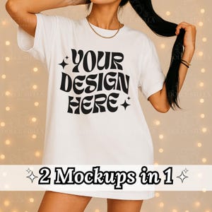 White Comfort Colors 1717 Tshirt Mockup Oversized Tee Aesthetic Mock Up Trendy Model Lifestyle Mock Blank Tshirt Mockups Boho Shirt  JPGFile