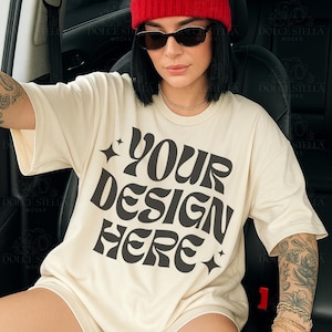 Ivory Mockup Comfort Colors, Streetwear Aesthetic Ivory Mockup, Beige Oversized Mock Up, Natural Shirt Mockup, Oversized Tee Lifestyle, JPG