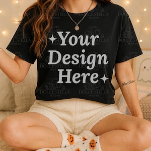Black Comfort Colors Mockup, Fall Halloween Black Comfort Colors T shirt Mockup , Black Shirt Mockup,Spooky Fall Halloween, Digital Mockup
