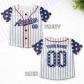 Custom America White Baseball Jersey USA Flag Pinstripe Team Shirt Gift JDNA04