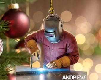 Personalized Name Welder Ornament Christmas, Welder Tool Ornament, Gift For Welder, Christmas Ornament Welder Outfit, Custom Welder BZKW12