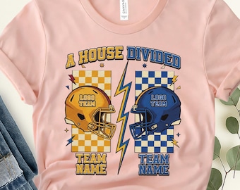 Custom Mascot House Divided Shirt, family School Spirit TShirt, Football Baseball Hockey Basketball Tee, House Divided Football Tee G5SV03