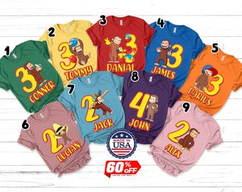 Curious George Birthday Shirt, Family Birthday Matching Shirt, Curious George Birthday Party Shirt, Custom Birthday DTK2F27