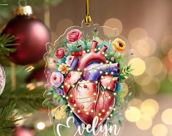 Anatomical Heart Christmas Ornament: Galaxy Design, Medical Gift