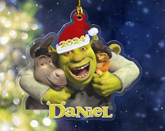 Adorno navideño de Shrek, adorno personalizado de Shrek, adorno de Navidad 2025, adorno de Shrek, adorno de Shrek personalizado, decoración navideña CZLU04